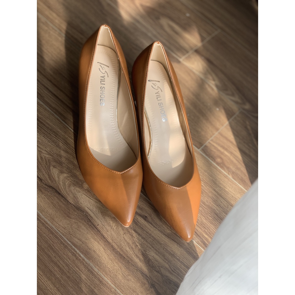 Giày cao gót nữ mũi nhọn Công Sở da trơn cao 5cm phong cách thanh lịch, sang trọng -CG003