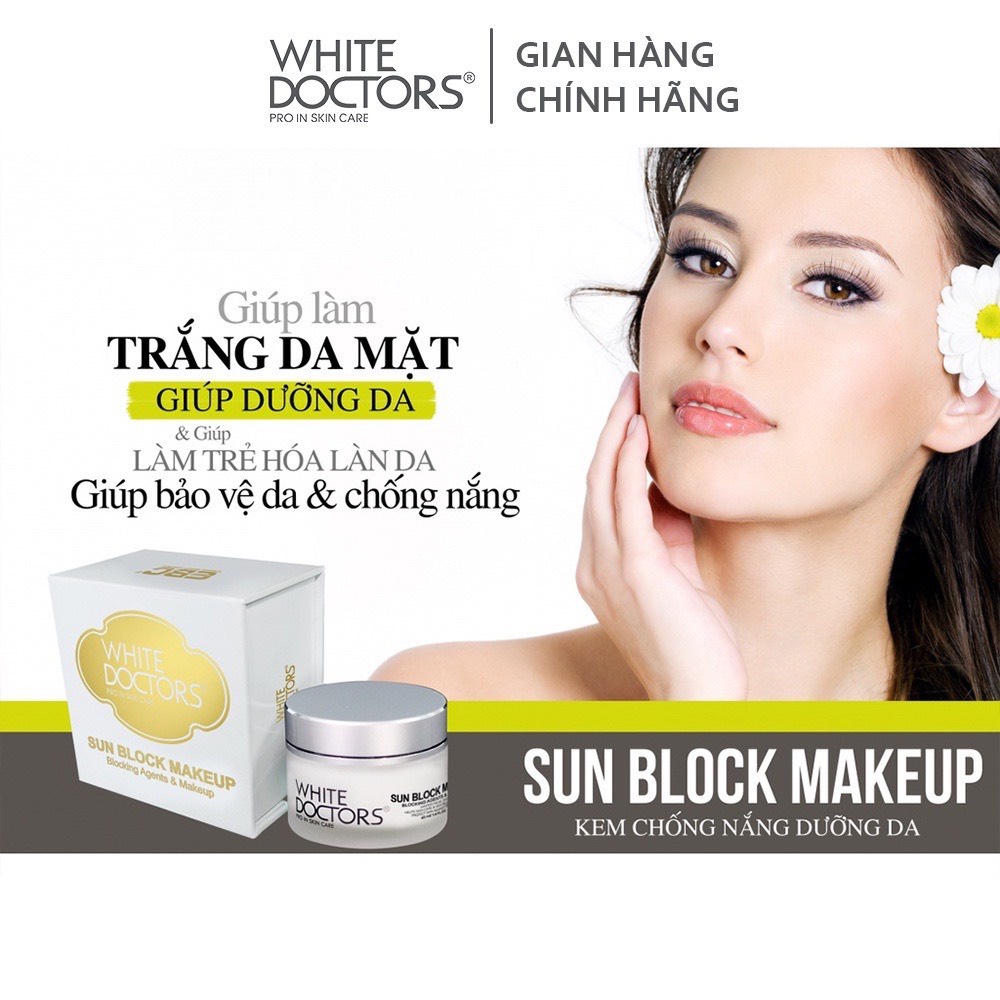 Bộ đôi dưỡng trắng da mặt White Doctors - Skin Lightening 40g & Sun Block Makeup 40g