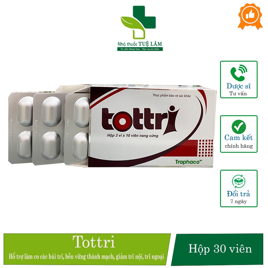 Viên uống Tottri hộp 30 viên hỗ trợ cho người bệnh trĩ, táo bón sản phẩm của Traphaco