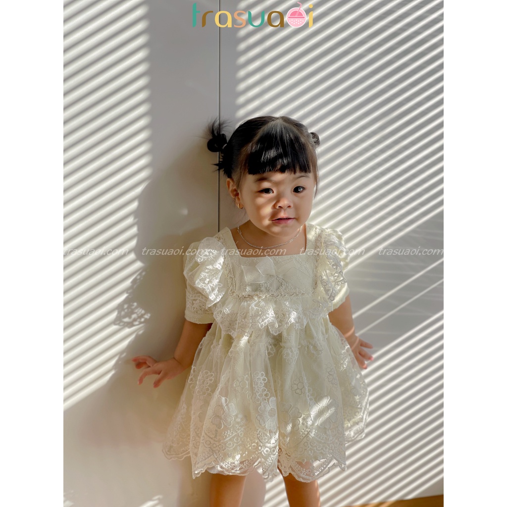 Đầm cho bé gái, váy lolita cho bé gái kiểu dáng tiểu thư dự tiệc sinh nhật, thôi nôi - TRASUAOI D032