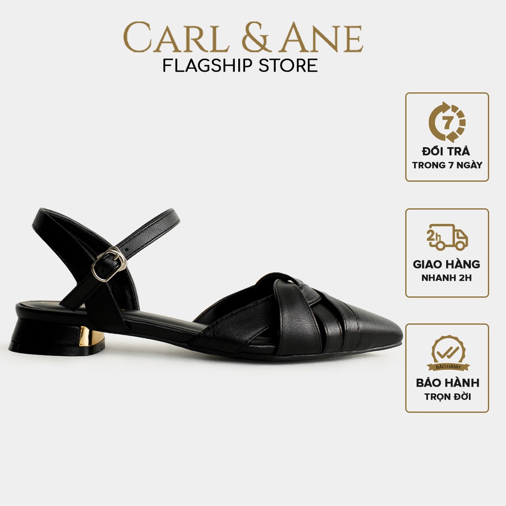 Carl & Ane - Giày cao gót mũi nhọn phối mũi quai đen chéo cao 2.5cm màu đen - CL032