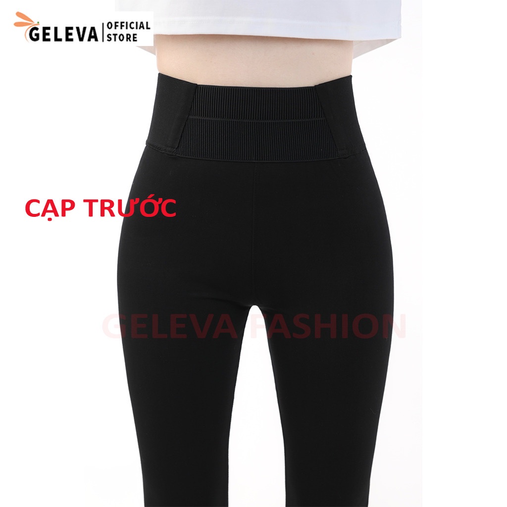 Quần legging nữ dài cạp lưng cao bản to vải cotton co giãn form chuẩn Geleva LEG425