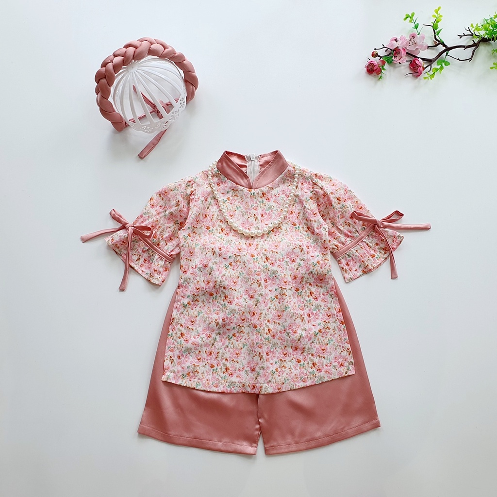Áo Dài Truyền Thống # Bộ Áo Dài Hồng Hoa Cho Mẹ Và Bé # Bộ Áo Dài Mẹ Và Bé