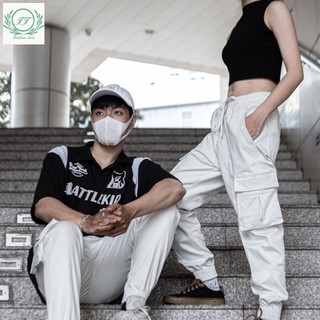 Quần Jogger nam kaki túi hộp màu trắng