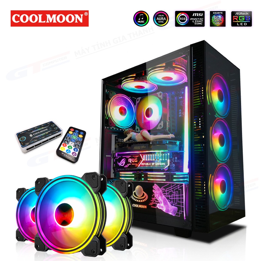 Quạt Tản Nhiệt, Fan Case Coolmoon M1 (Bộ 2-10 Fan + Hub Remote)