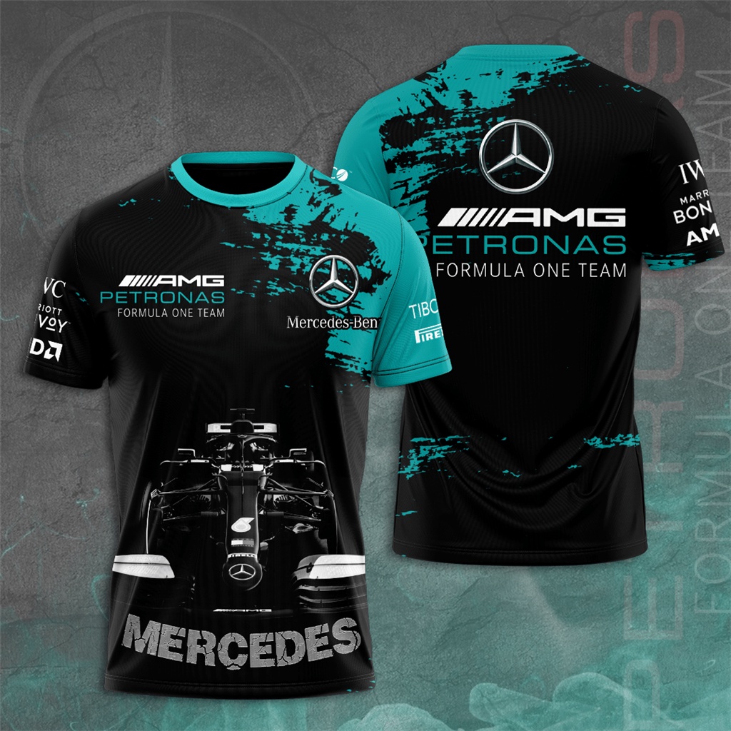 Áo Thun Tay Ngắn In Họa Tiết 3D Thời Trang Mùa Hè Cho Nam Và Nữ Benz Mercedes-AMG Petronas F1
