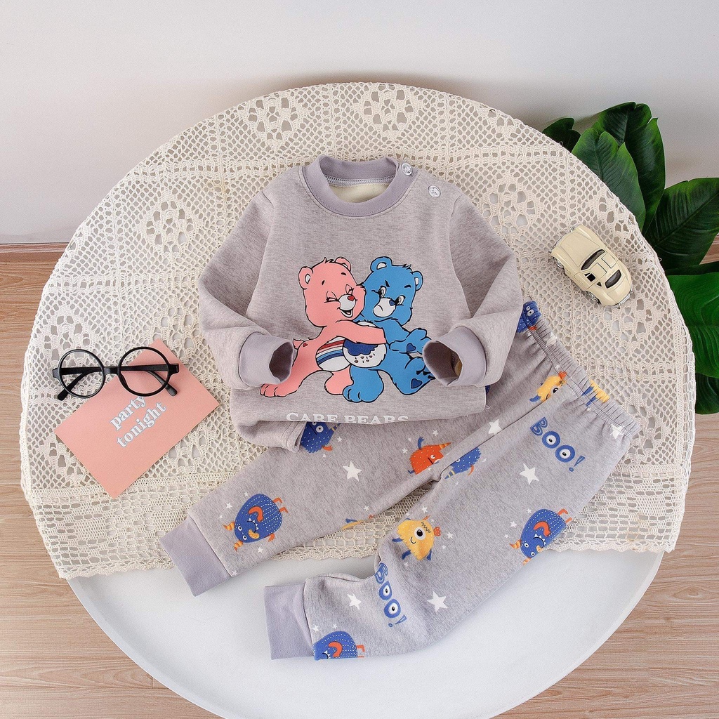 Bộ quần áo trẻ em - Bộ nỉ lót lông nhung quảng châu xuất Hàn cao cấp cho bé gái 4-6t