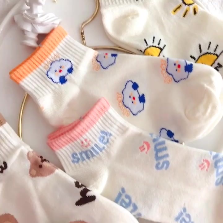 Tất  cổ ngắn Smile, vớ nữ chất vải cotton co giãn bốn chiều thoáng khí tt6