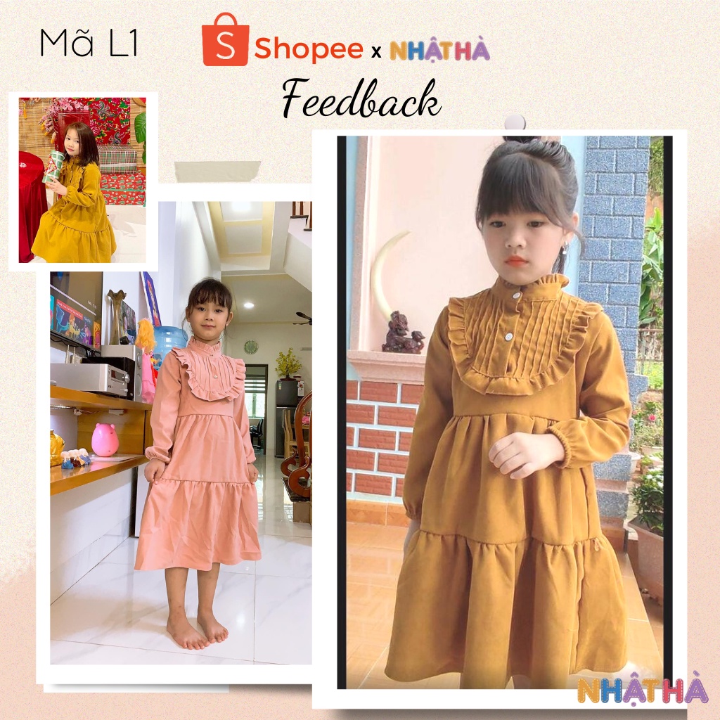 Váy bé gái thu đông NHẬT HÀ size đại từ 11-45kg chất len tăm dáng xòe siêu điệu