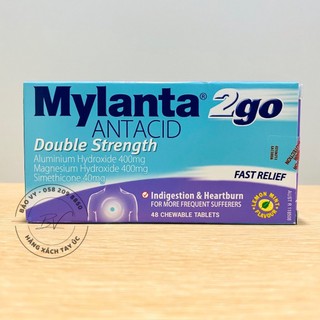 Mylanta 2go - Viên nhai hỗ trợ dạ dày ợ nóng, khó tiêu của Úc