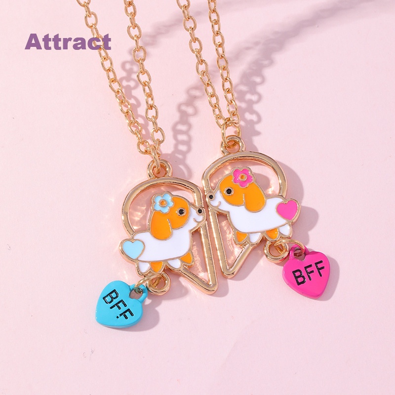 Thu hút 2 Cái / bộ Vòng Cổ Chó Dễ Thương Hình Trái Tim Nữ BFF Người Bạn Tốt Nam Châm Thu Hút Tình Yê