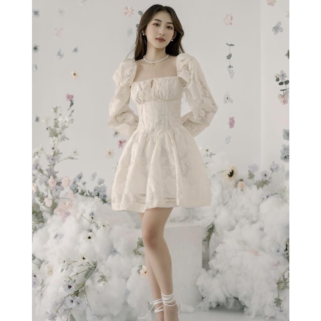 ĐẦM VÂN HOA CỔ U ⚡HỎA TỐC⚡ MEOINDAHOUSE