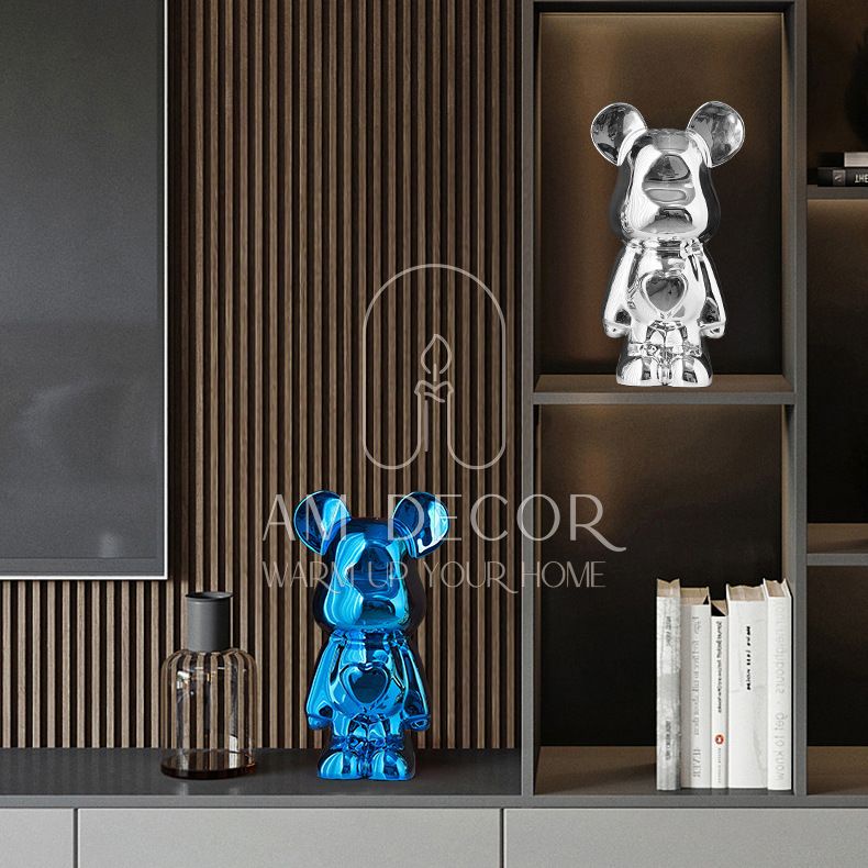 Tượng Gấu Bearbrick gốm heo đất tiết kiệm phong cách Bắc Âu decor trang trí bàn học, quà tặng sang trọng - AM Decor