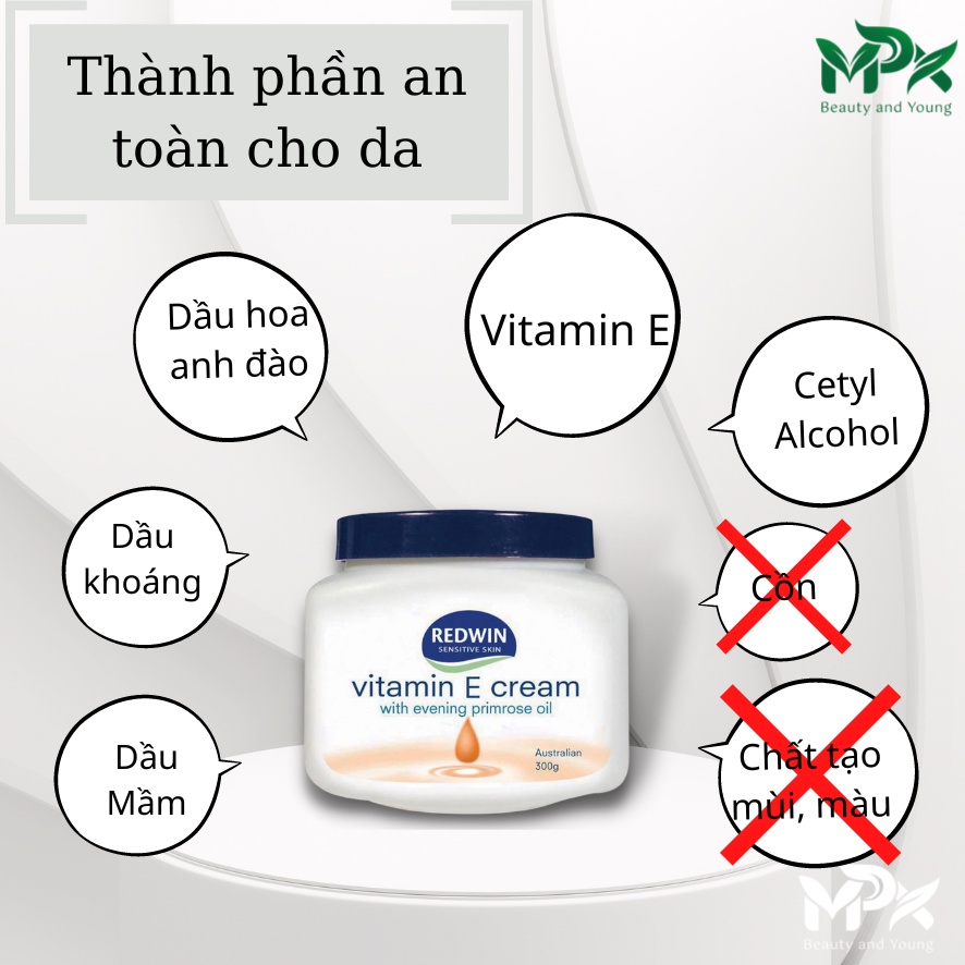 Kem dưỡng Redwin Vitamin E Cream 300g Úc chính hãng dưỡng da cấp ẩm tay mặt dưỡng thể body - MPX