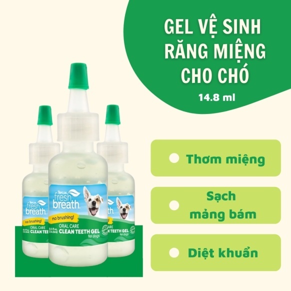 TROPICLEAN  Gel Chăm Sóc Răng Miệng Làm Sạch Mảng Bám Giảm Hôi Miệng Cho Chó