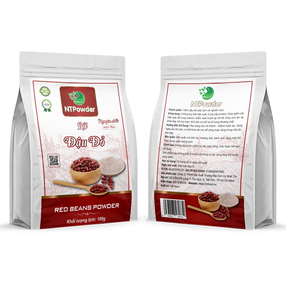 Bột Đậu Đỏ sấy lạnh NTPowder túi 100gr - Nhất Tín Food