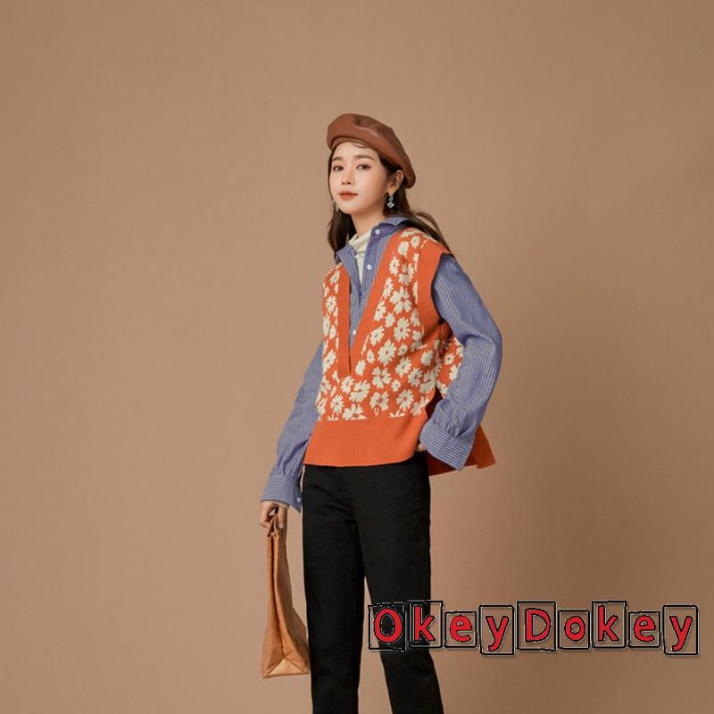 Áo Dệt Kim Sát Nách Dáng Rộng Cổ Chữ V Xẻ Tà In Họa Tiết Hoa Thời Trang Mùa Xuân Cho Nữ