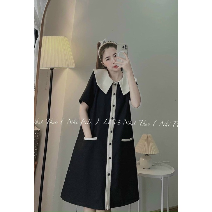 Váy Bầu Đầm Bầu Thiết Kế Công Sở  Tay Ngắn, Dáng Suông, Cổ Bèo Xinh Xắn A129 Lin Store66