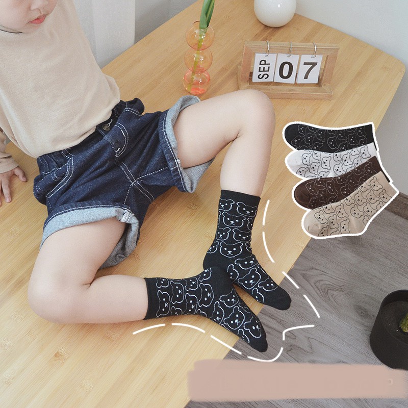 Sét 5 đôi tất len hình Gấu nâu cho bé