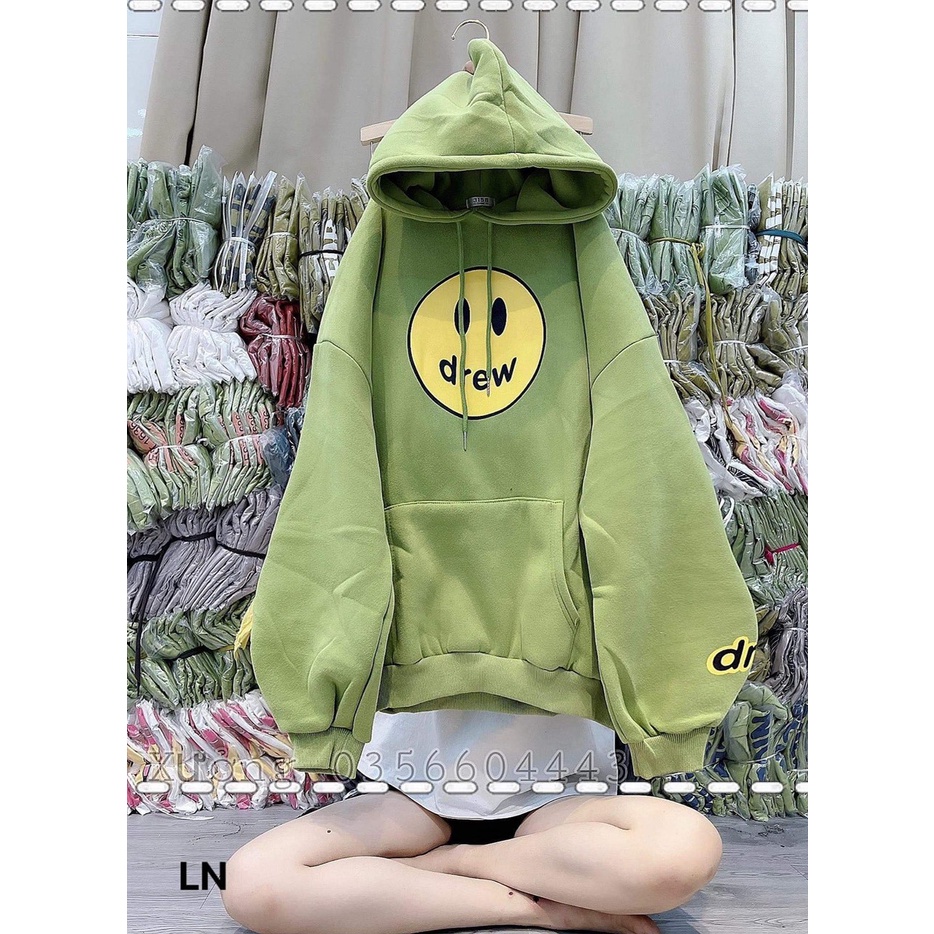 Áo hoodie nam nữ mặt cười   Áo nỉ cotton form rộng tay bồng