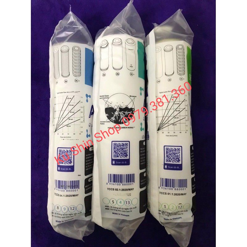 Combo 3 Bộ 3 lõi lọc nước AQUA số 1,2,3 - Hàng chính hãng!