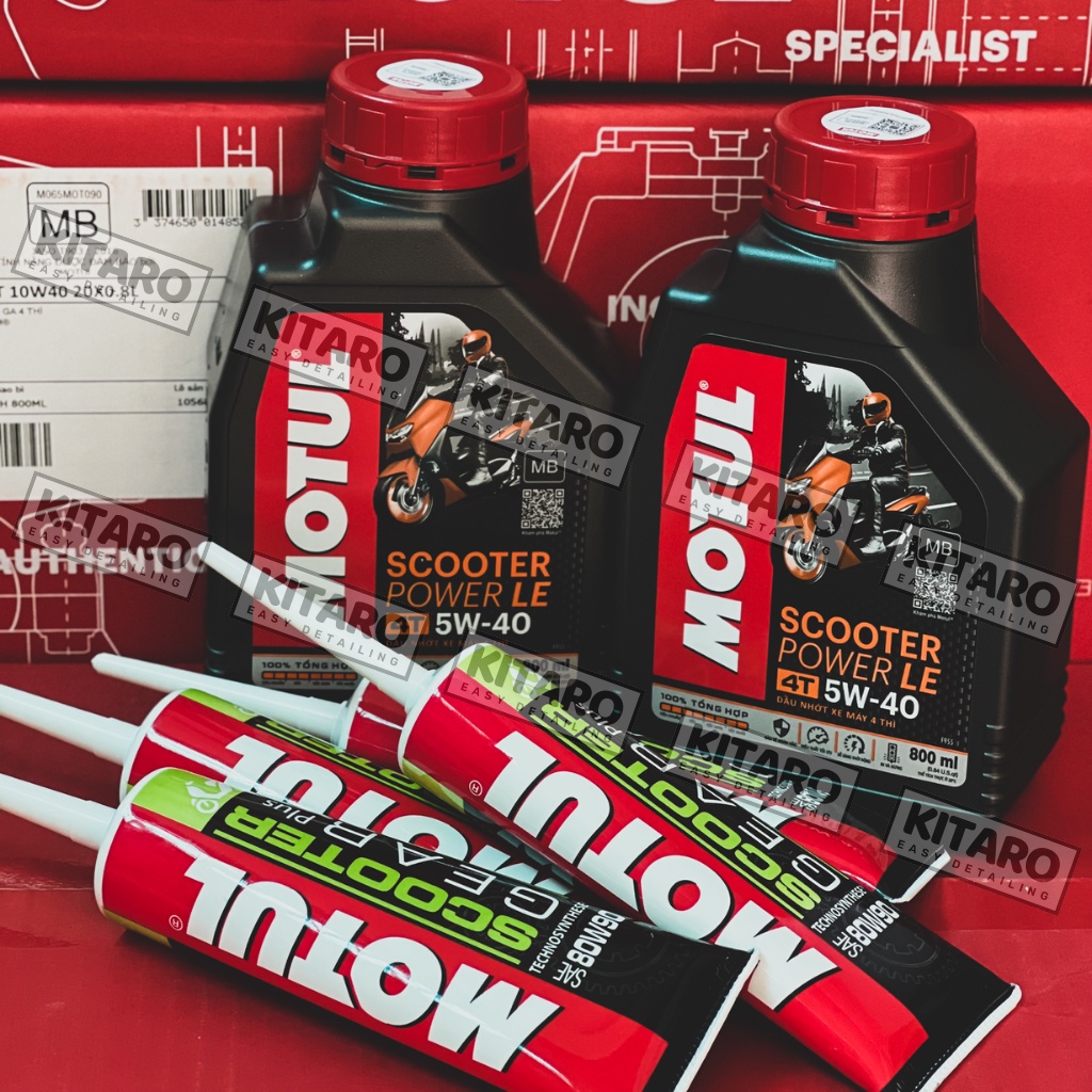 Combo nhớt xe tay ga  Dầu Motul scooter power le 5w40 800ml + nhớt hộp số