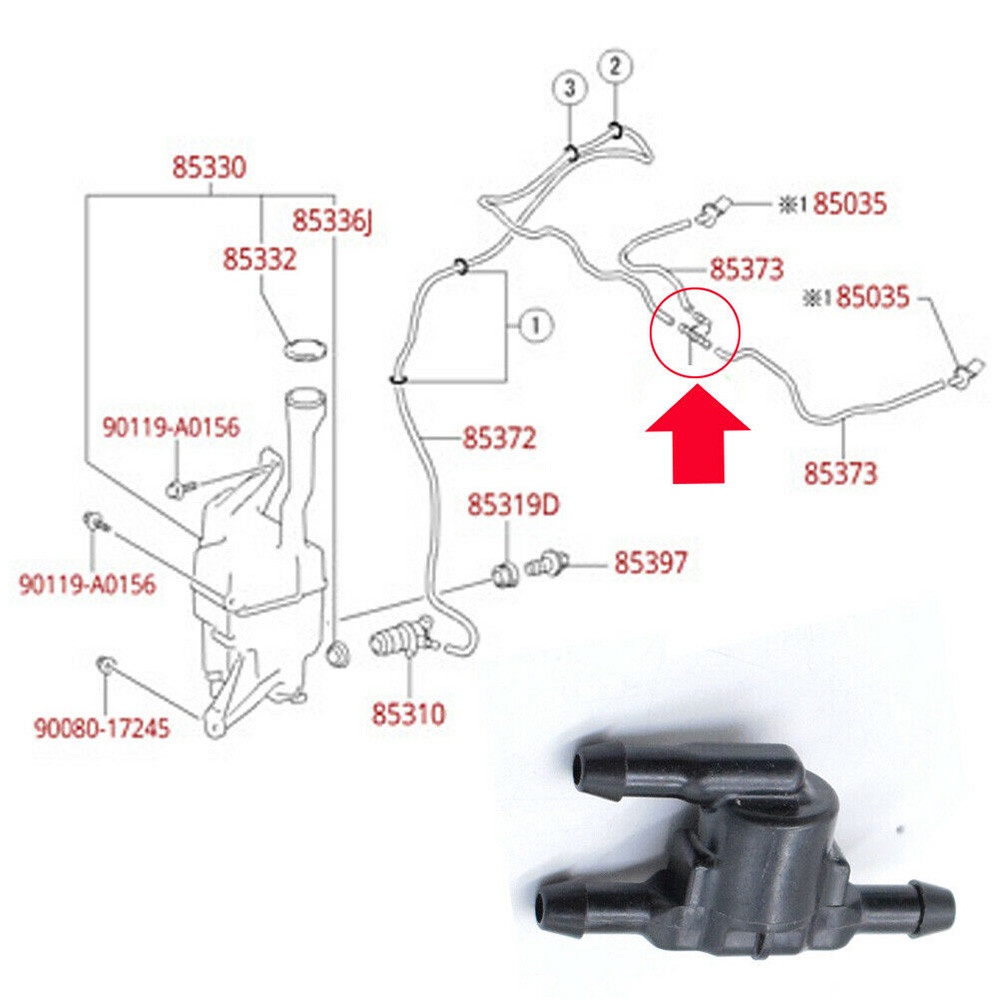Van Nước Rửa Kính Chắn Gió Bằng Nhựa Màu Đen Mới 8532128020 Cho Toyota.