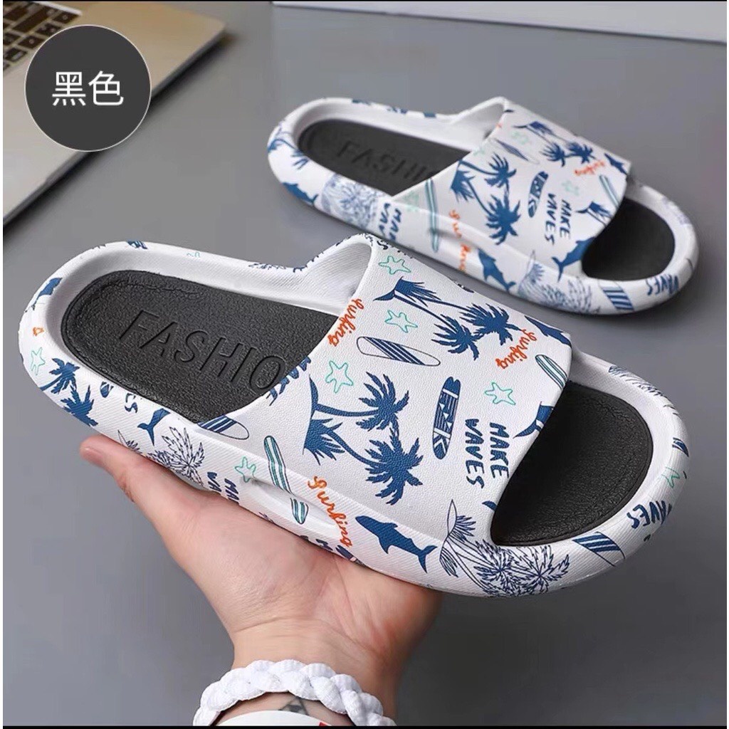 Dép quai ngang nam và nữ đế đúc nguyên khối thời trang hình bãi biển cực phẩm 2023