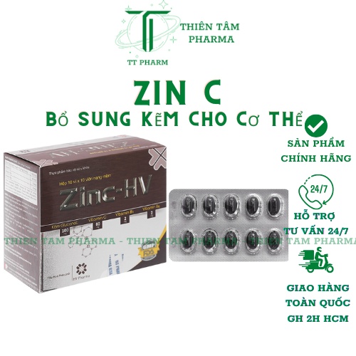 Zinc-Hv Thực Phẩm Chức Năng Bồi Bổ Cơ Thể Us pharma Usa 10X10