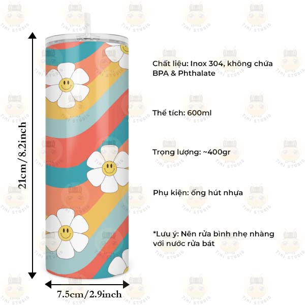 Bình Giữ Nhiệt Hình Hoa Cúc Mặt Cười - Ly Giữ Nhiệt Hình Hoa Cúc Mặt Cười - Cốc Giữ Nhiệt Hình Hoa Cúc Mặt Cười