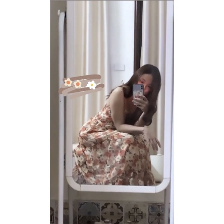Váy doll 2 dây Hoivu hoa cam