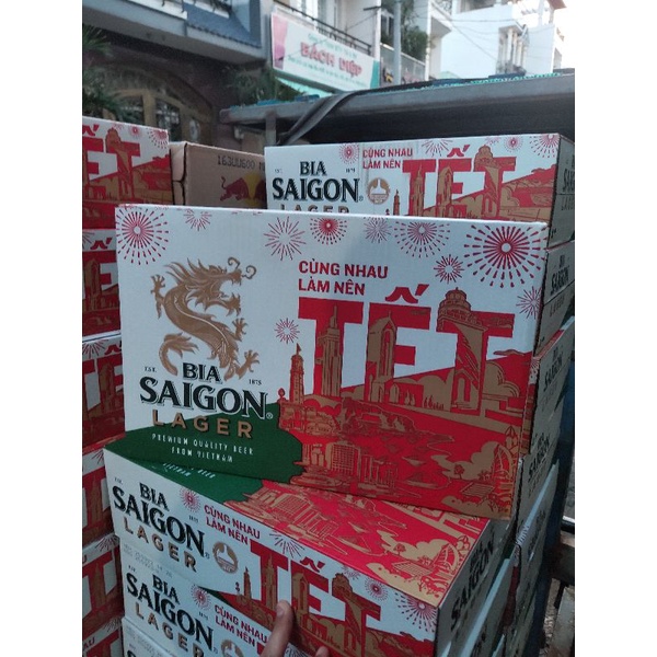 Thùng 24 lon × 330ml Bia Sài Gòn Lager Tết 2023