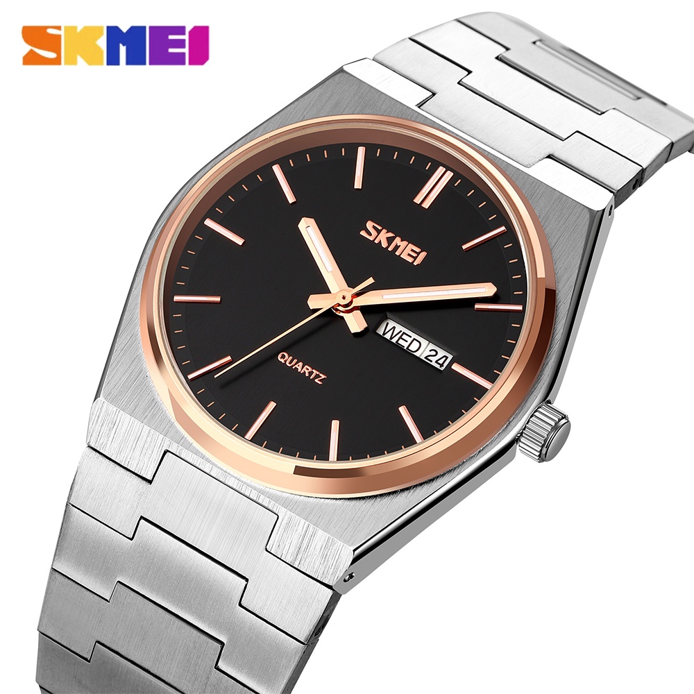 Đồng Hồ Quartz 3 Thanh Thép Không Gỉ Chống Thấm Nước SKMEI