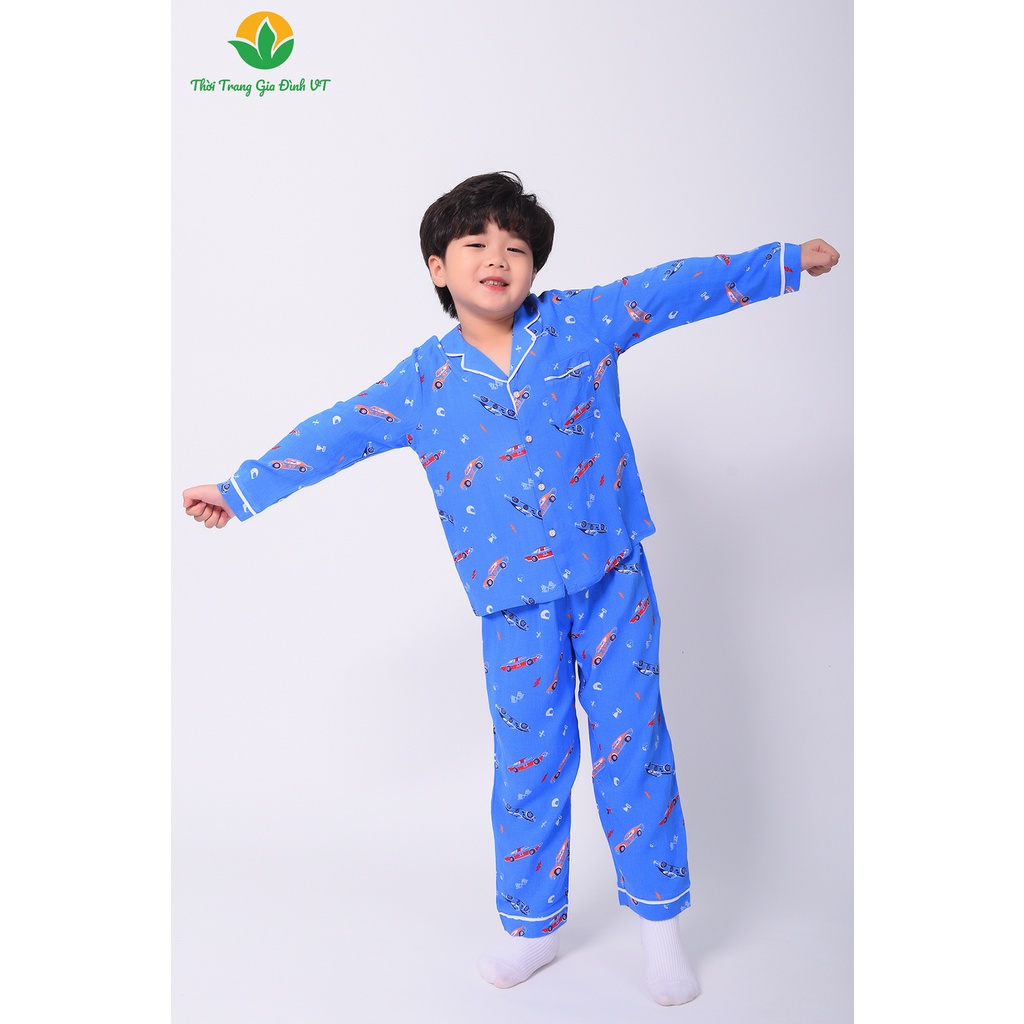 Bộ pijama bé trai thu đông Việt Thắng quần dài áo dài tay