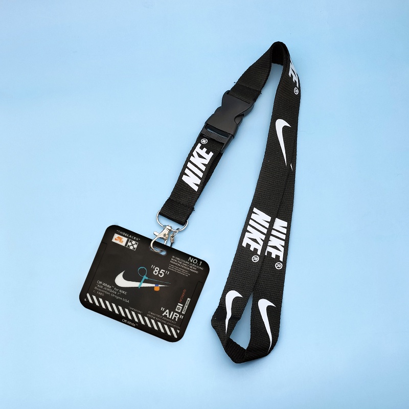 Black NK Lanyard+Horizontal ID Card Holder Neck Strap Badge Case Protector Keychain Sling For Student Office Workers