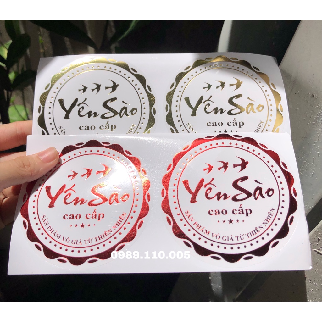 10 TEM DÁN HỘP ÉP KIM YẾN SÀO CAO CẤP 8.5CM
