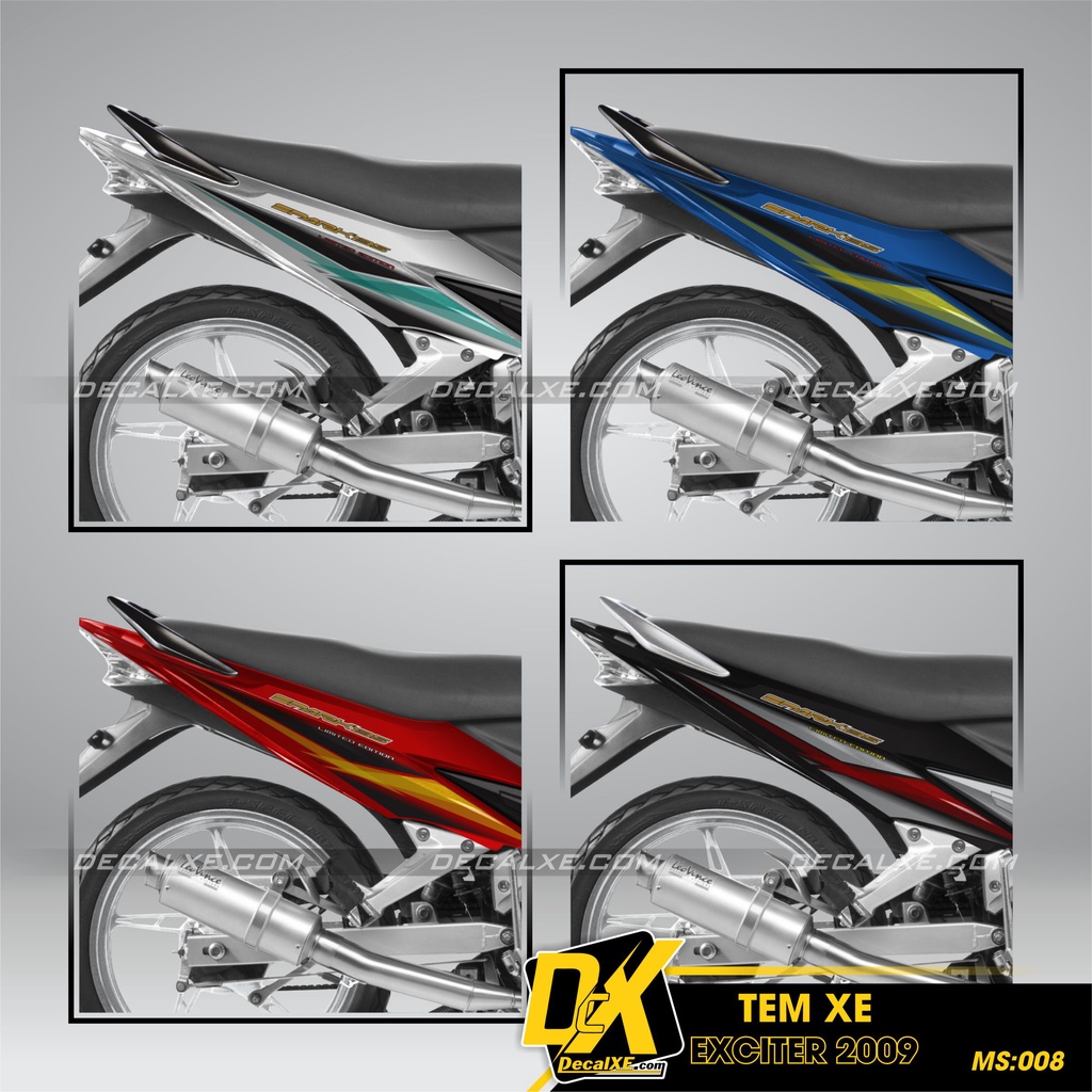 Tem rời dán xe EXCITER 2009 | Chất Liệu Decal Cao Cấp Chống Nước, Bền Màu, Cắt Khuôn Sẵn Dễ Dán| ex2009-008