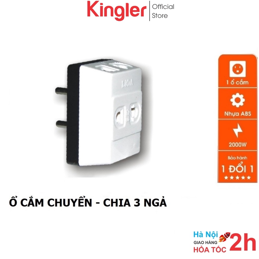 Ổ Cắm Điện Chia 3 Ngả, Chia Từ 1 Ổ Cắm Ra 3 Ổ Cắm, Phích Cắm Đa Năng,Thiết Kế Nhỏ Gọn, Tiết Kiệm Diện Tích. Kingler 8612