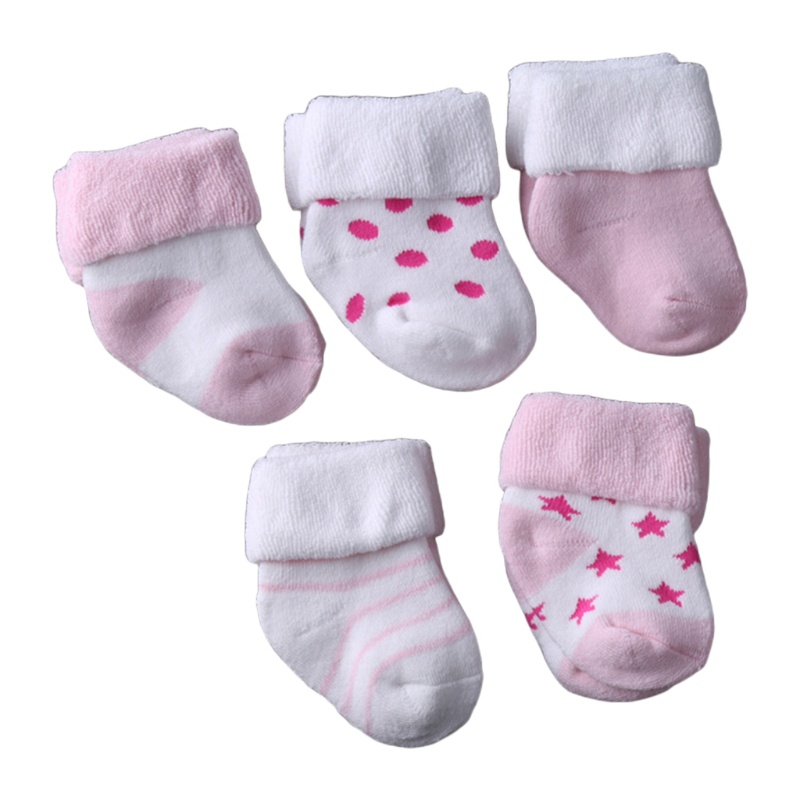 Set 5 Đôi Vớ Cotton Dày Giữ Ấm Dành Cho Bé Sơ Sinh