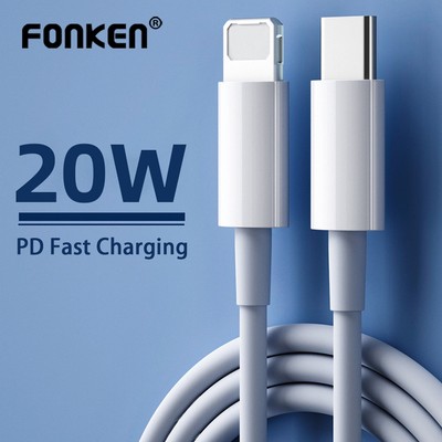 Dây cáp sạc nhanh FONKEN 2m PD 20W USB C thích hợp cho điện thoại Iphone 14 13 12 Pro Max