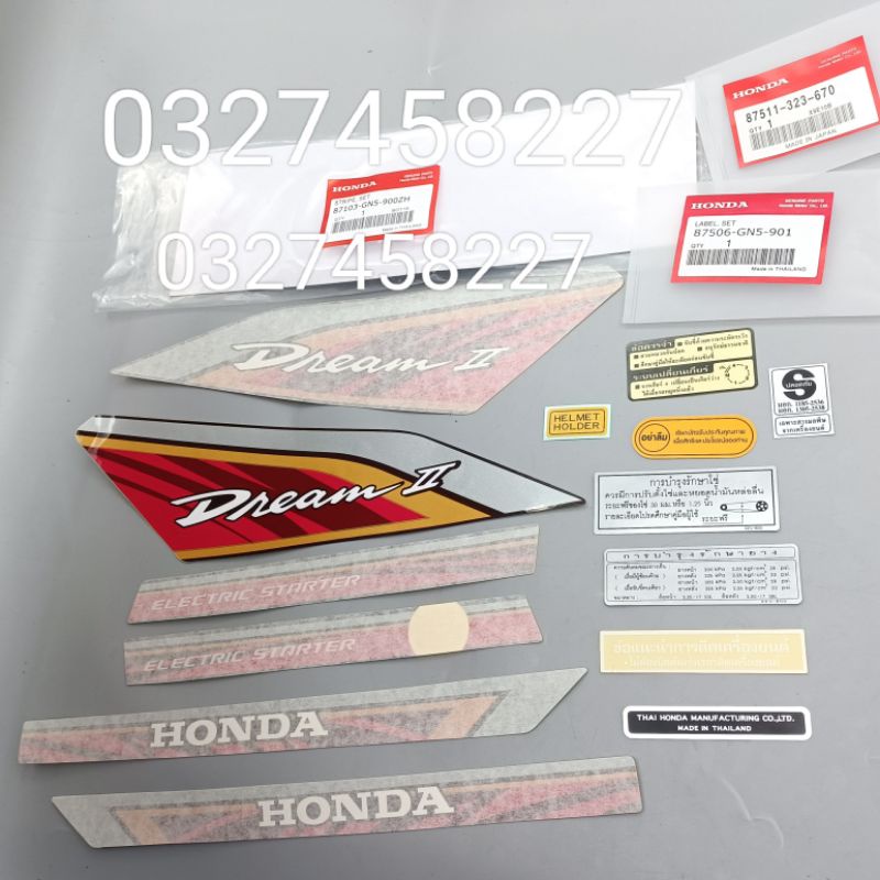 Full bộ tem lửa xe DREAM thái luôn tem thông số zin Honda