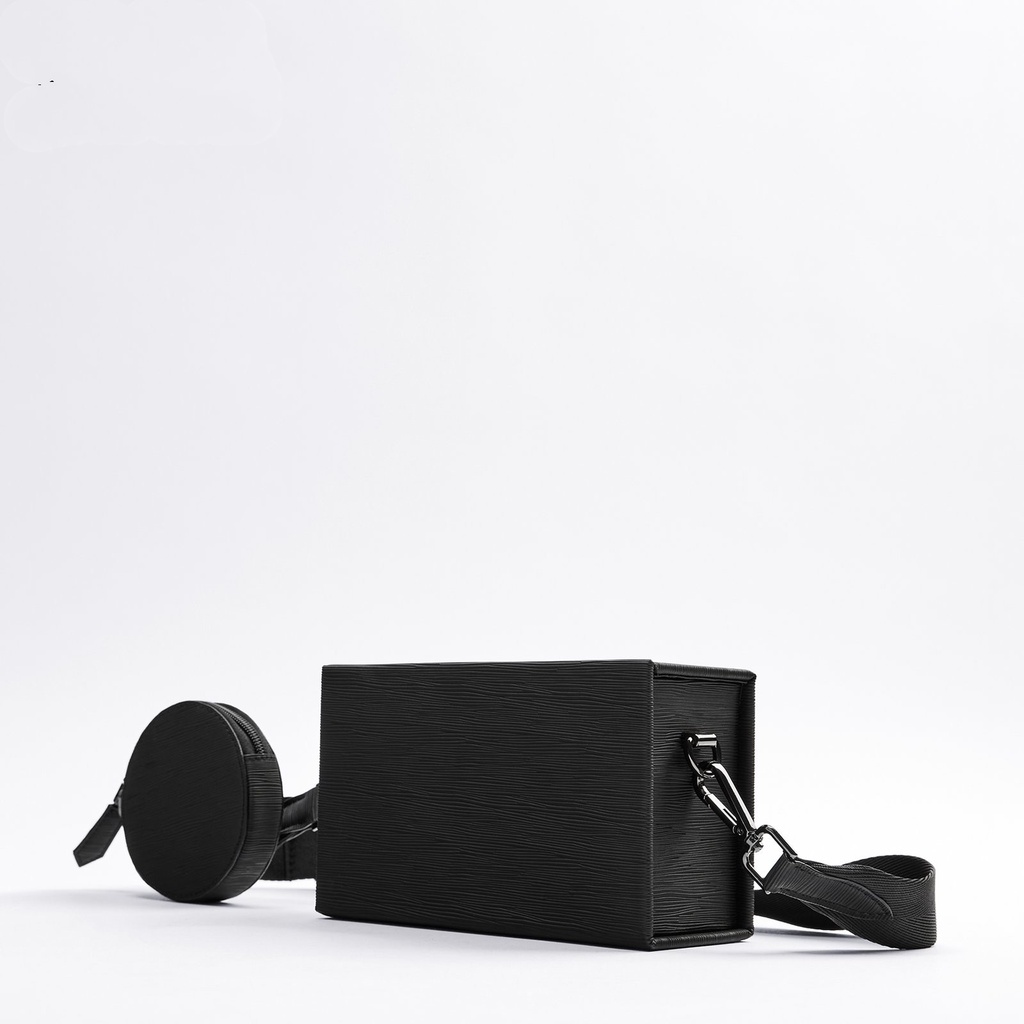 Túi Đeo Hông Mini Cứng Hình Vuông Màu Đen Phong Cách Zara Thời Trang Cho Nam