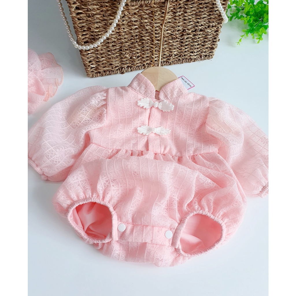 Bodysuit Cổ Tàu, Bodychip Dài Tay Thu Đông Chất Liệu Ren Nhật Cho Bé Gái Sơ Sinh