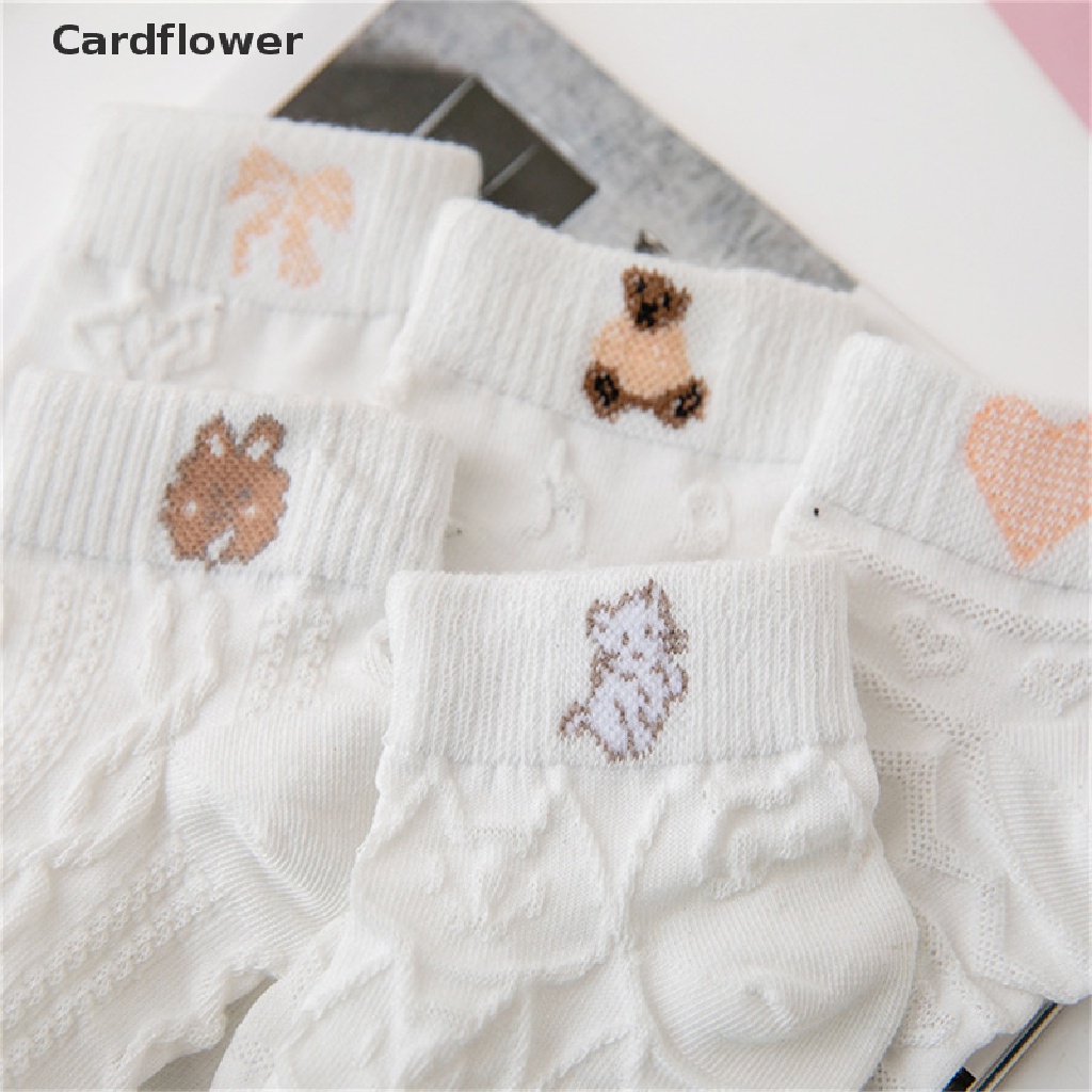 < Cardflower > Vớ Mắt Cá Màu Trắng Phong Cách Harajuku Nhật Bản Dễ Thương Cho Nữ