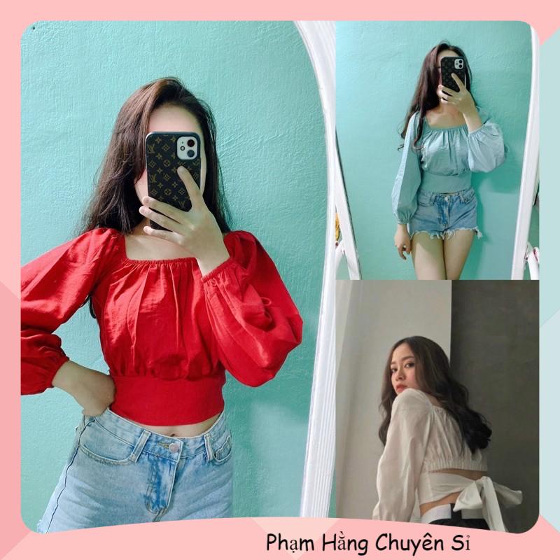 Áo kiểu nữ croptop cột nơ sau lưng xinh xắn Giá sỉ