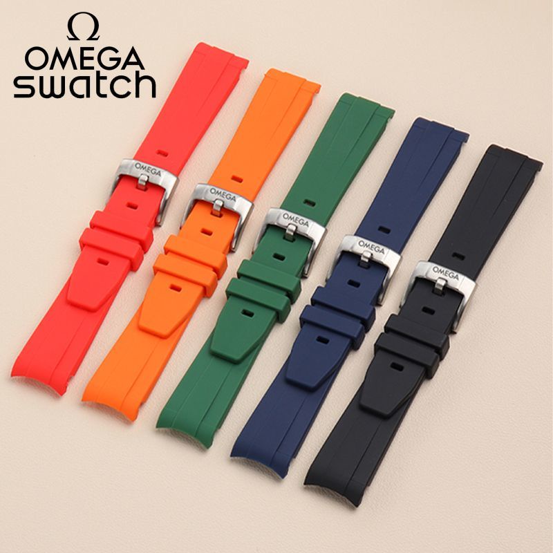 Dây Đeo Cao Su Mềm Cong 20mm Chống Thấm Nước Có Logo Cho Omega Swatch