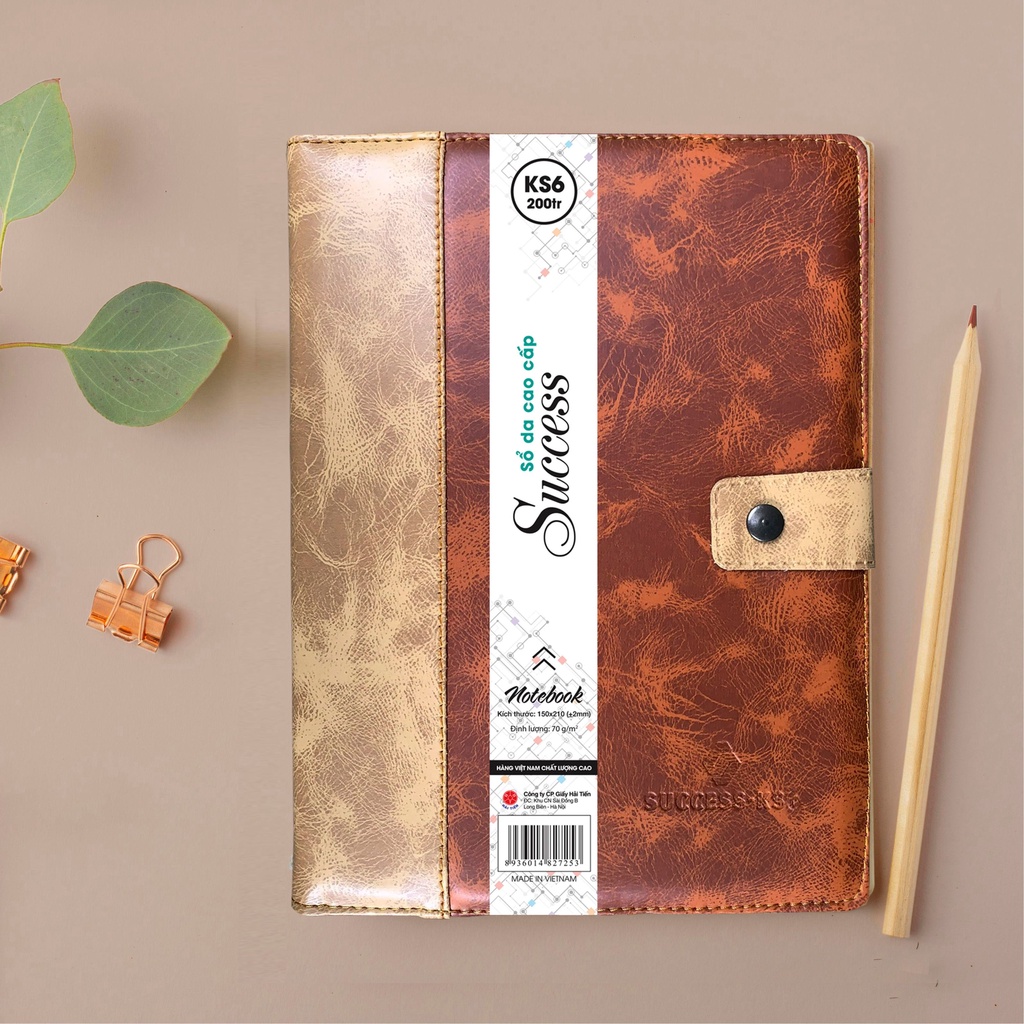 Sổ Da Cao Cấp Success Hải Tiến Có Khuy Bấm - các kích thước, 200tr/240tr HT7246/7253/7260/7277 - vpp Quế Anh (sỉ/lẻ)
