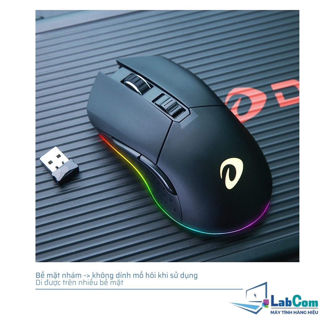 Chuột máy tính không dây chính hiệu DAREU EM901X với 3 màu  siêu nhẹ, Dock sạc siêu nhanh, Led RGB