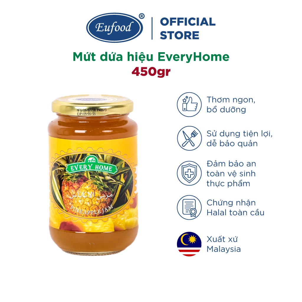 Mứt Dứa EveryHome - Nguyên Liệu Làm Bánh, Nấu Ăn, Pha Chế - Nhập Khẩu Malaysia Chính Hãng