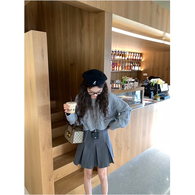 Áo sweater SUXI vải dệt kim tay dài cổ tròn màu sắc đơn giản phong cách Hàn Quốc thời trang mùa thu cho nữ